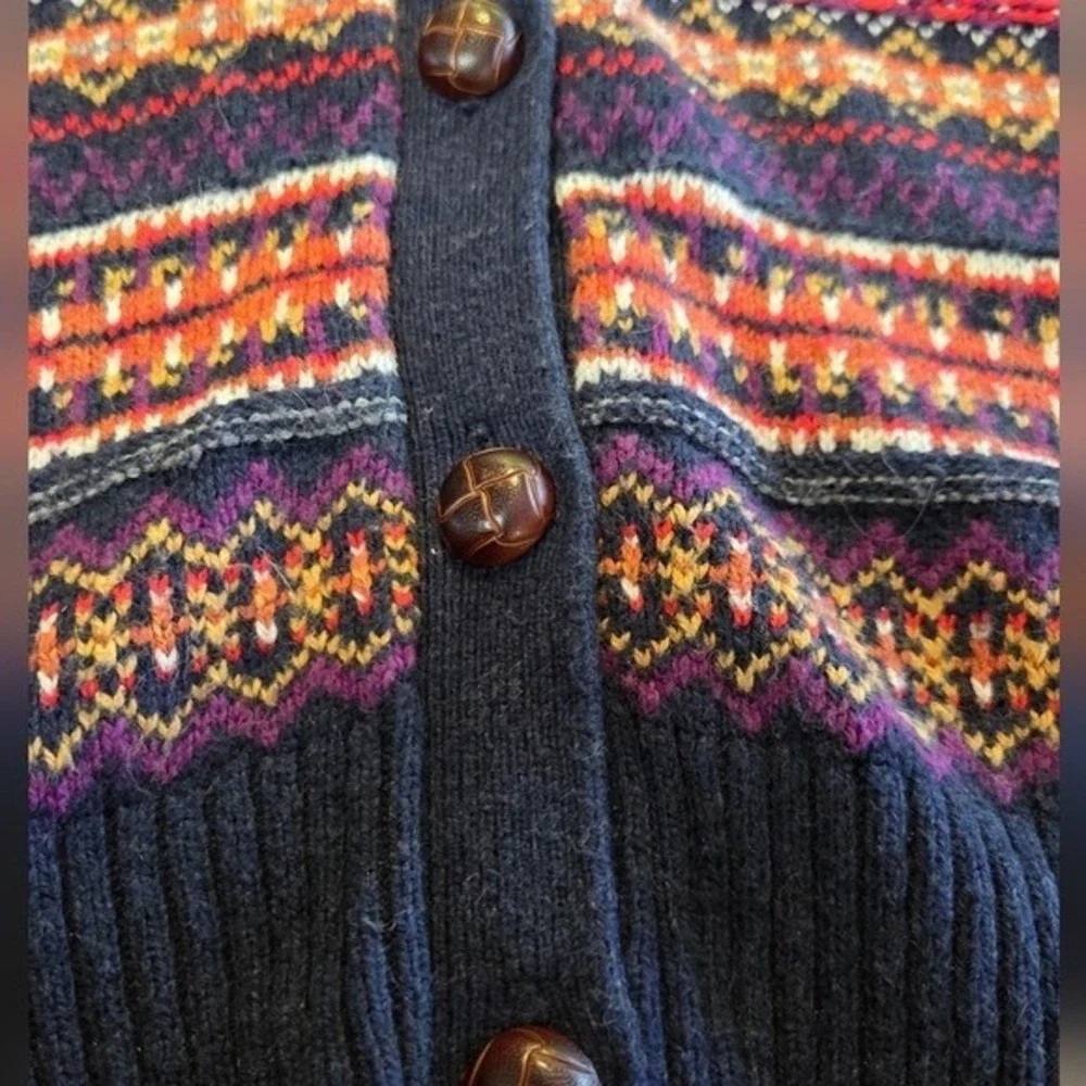 H&M LOGG Fair Isle Boho Knit Button Cardigan Medium